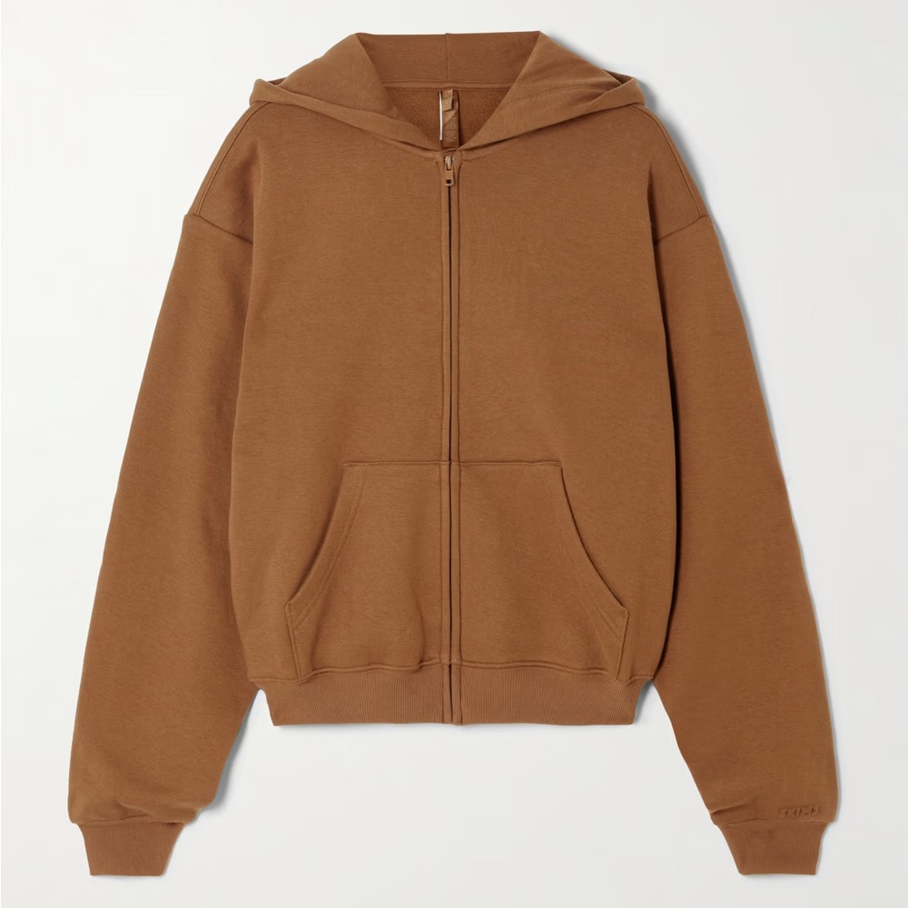 SKIMS Classic Zip Up Hoodie - Bison